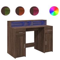 mesa de escritorio  escritorio de despacho  escritorio con led madera ingenieria marron roble 120x55x91 cm