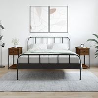 mesitas de noche 2 uds - mueble para dormitorio - madera y hierro - marron roble 30x60x60cm