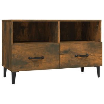 Mueble Para Tv Madera Contrachapada Roble Ahumado 80x36x50 Cm Vidaxl