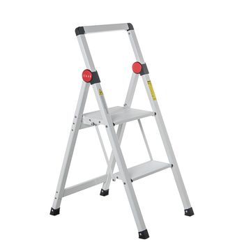 Escalera Aluminio Blanco 2 Pel Daños 41x48x82,5cm Abierta
