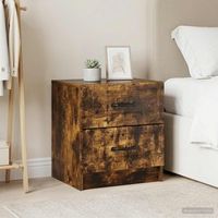 mesita de noche 2 uds - mueble dormitorio - madera de ingenieria - roble ahumado 43x345x445cm