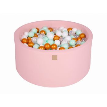 Meowbaby Piscina De Bolas, Round Seca Para Niños, Rosa Claro : Blanco/oro/transparente/menta, 300 Pcs, 90x40cm