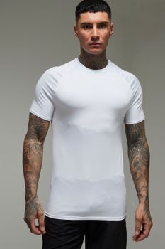 Camiseta Tall Man Active Ligera De Ranglán Ajustada Al Músculo Con Estampado Essentials, Blanco