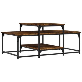 Mesa De Centro 60x102x45 Cm Madera Y Metal Trabajados - Marrón