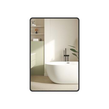 Espejo De Pared Rectangular 91 X 61 Cm Con Marco De Aluminio - Negro