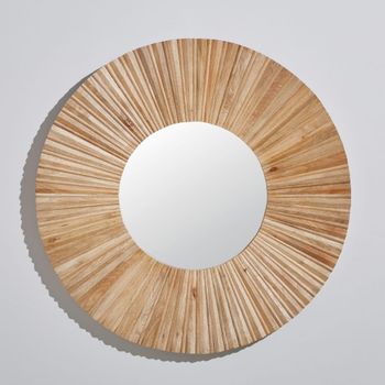 Espejo redondo grande de madera de mango, diám. 120 cm