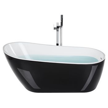 Bañera De Acrílico Negro Plateado Blanco 170 Cm Independiente Bordes Solarte