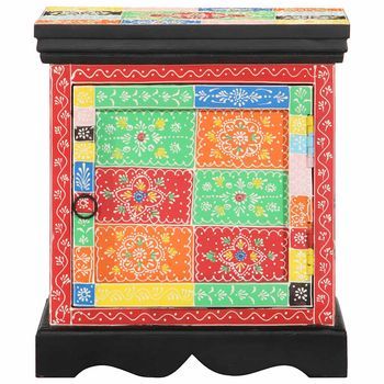Mesilla De Noche | Mesita De Noche Multicolor 40x35x45 Cm Madera Maciza Mango