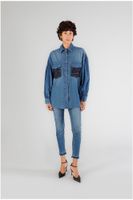 camisa oversize con bolsillos de lentejuelas medium blue