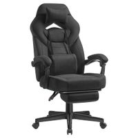 silla gaming ergonomica con reposapies y cojin lumbar de color negro