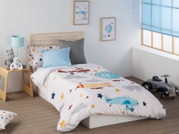 Funda nórdica infantil aviones algodón 2p