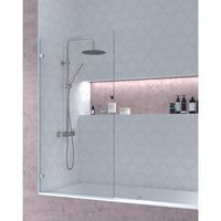 mampara de banera frontal puerta abatible  vidrio templado 6mm antical  altura 150cm  85cm cromo  transparente - 85 cm - cromo brillo