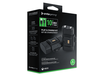 Pack cargador - PDP Play & Charge Kit, Para Xbox Serie X y One , Autonomía 20 h, Negro