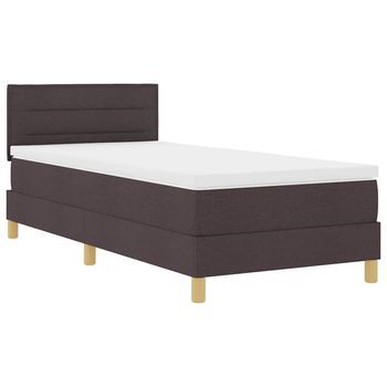 Cama Box Spring Led Con Cabecera Marrón Oscuro 90 X 190 Cm Tela Vidaxl