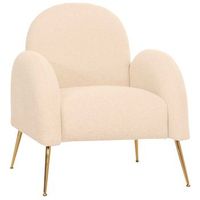 sillon de coctel retro tejido chenilla crema acolchado extra grueso 22 cm 040006858