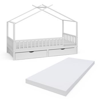 Cama En Forma De Casa Franka 90x200 Cm Con 2 Cajones Y Colchón Vitalispa