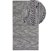 alfombra negra con blanco con patron geometrico 80 x 150 cm termal