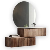 mueble de bano banera derecha 4 piezas en mdf roble oscuro