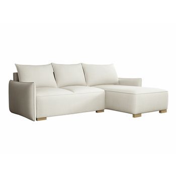 Sofá Rinconero Columbus 226, De Color Marrón Claro, Función De Descanso, 240x155x87cm