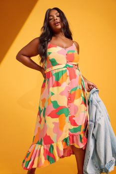 Yours Vestido Tirantes Estampado De Colores, Mujer Curvy Y Tallas Grandes, Yours
