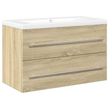 Set De Muebles De Baño 2 Pzas Madera Contrachapada Roble Sonoma Vidaxl