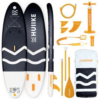 Tabla Paddle Surf Hinchable Con Accesorios, Huiike | Sup Con Remo, Quillas, Inflador, Negra, 10´