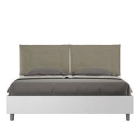 cama con almacenaje 160x200 fresno blanco cojines cuero sintetico capuchino egos annalisa