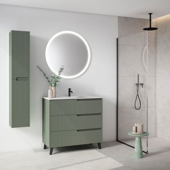 Mueble Ezio 100 Cm 3c, Verde Arcilla. Pack Mueble + Lavabo.