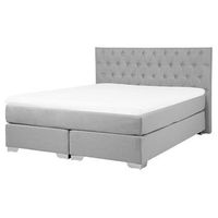 cama continental tapizada gris 160 x 200 cm con colchon y cabecero acolchado duchess