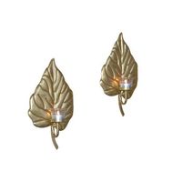 juego de 2 portavelas de pared en metal dorado diseno refinado con cristal cilindrico altura 33 cm dec050038