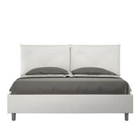 cama con somier acolchada 160x210 cuero sintetico blanco appia