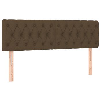Pack 2 Uds Cabeceros Cama | Panel De Cabeceras Tela Marrón Oscuro 72x7x78/88 Cm