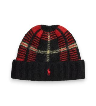 Polo Ralph Lauren para hombre. 449P20228001 Gorro de cuadros rojo (OSFA), Lana, Clásico
