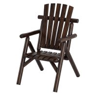 costway banco de jardin individual madera respaldo alto reposabrazos asiento listones carga 300kg patio terraza 80x66x107cm marron