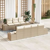 juego de sofa de jardin de 8 piezas con cojines beige polirratan v5578 unico  beige
