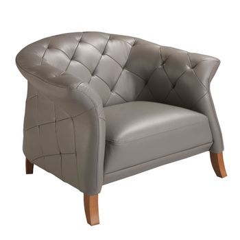 Sillón Chester Piel Gris Angel Cerdá 5132 112x99x81