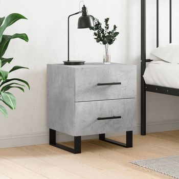Mesita De Noche - Dormitorio - Madera Contrachapada - Gris Hormigón (40x35x47.5cm)