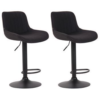Set De 2 Taburetes De Bar Lentini En Tela Negro 50x50x86 Cm Clp