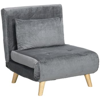 HOMCOM Sillón 2 en 1 relax Cama de Invitados 72x78x79 cm Gris   Aosom España