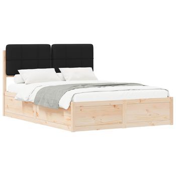 Estructura De Cama Con Cabecera Tapizada Negro 135 X 190 Cm Vidaxl