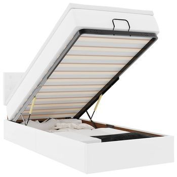 Estructura Cama Otomana Colchón Blanco Puro 90x200cm Vidaxl