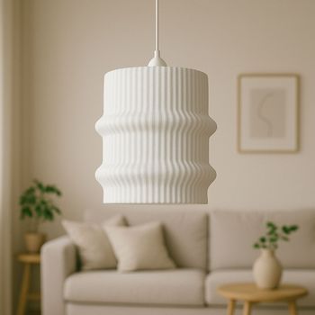 Lámpara De Techo Modelo Terra Blbb Blanco  Cable De Seda Trenzado Blanco Embellecedor Florón De Techo Blanco Luz Led E27