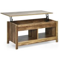 costway mesa baja con superficie extraible multifuncional con compartimientos escondidos y repisas divididas 109 x 475 x 50 cm madera