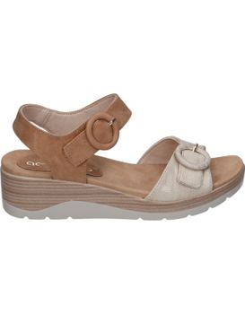 Sandalias Con Cuña Para Mujer Amarpies Abz28609 Marrón Y Beige 41