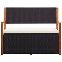 banco de almacenaje ratan sintetico madera acacia negro 115 cm