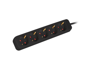 REGLETA LANBERG 5 TOMAS SCHUKO NEGRA 1.5M