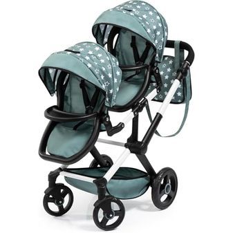 Cochecito de muñecas gemelar, carrito doble para muñecos con altura regulable - Bayer Design 26758AA