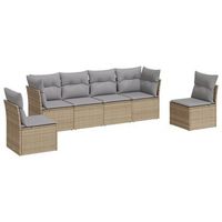 juego de sofas jardin con cojines 6 piezas  mueble de jardin ratan sintetico beige