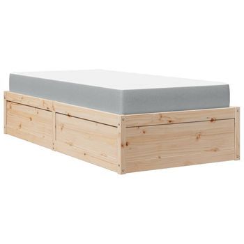 Cama Con Colchón Madera Maciza De Pino 90x190 Cm Vidaxl