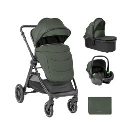 Carrito de bebé Kikkaboo 3 en 1 con capazo Ava Verde Militar